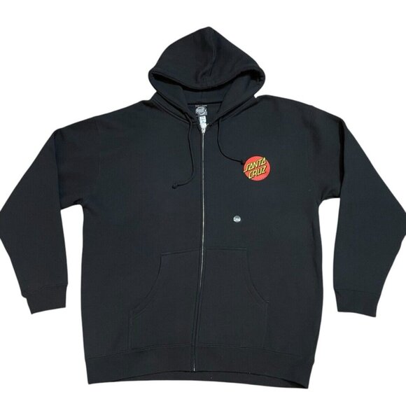 Santa Cruz Other - Santa Cruz Men Black Up Hoodie Big Logo Graphic Full Zip Size XL